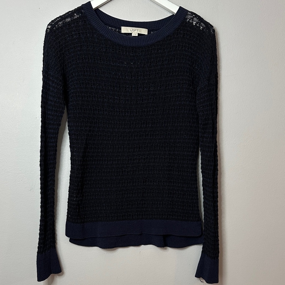 Loft Navy Knit Crew Neck Sweater size M